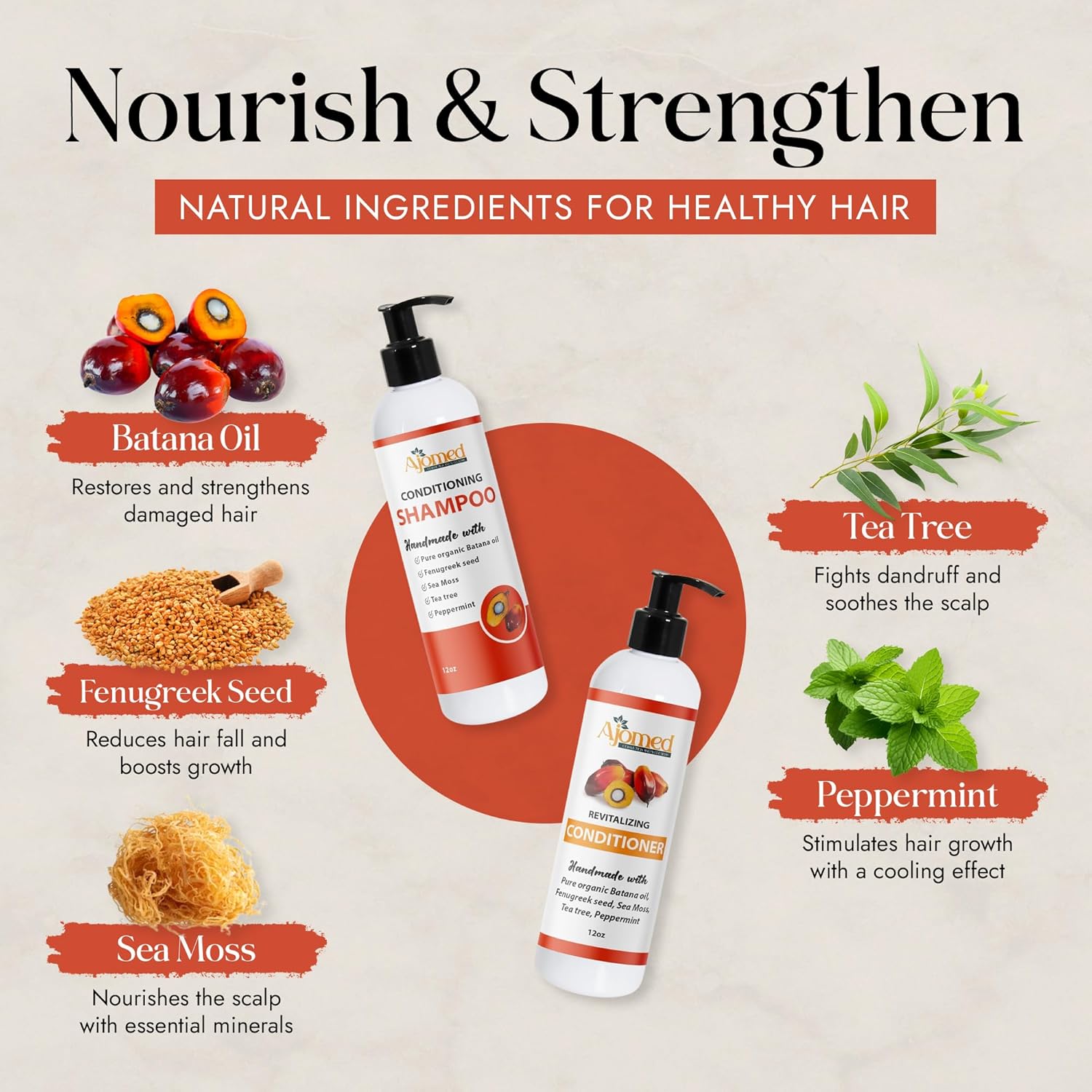 Handmade Hair Conditioner - organic Batana oil & Sea Moss shampoo- Sulfate-Free, Fenugreek, rosemary, tea tree- all natural shampoo- sulffate free, paraben free, non toxic (Conditioner) - Image 2