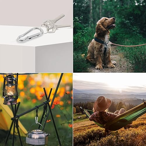 Miniatura 4 de uxcell Mosquetón de aluminio para colgar, ganchos de resorte de enlace rápido para cerrar, llavero de 2.4 pulgadas para puerta cargada, campamento