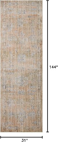 Miniatura 237 de Loloi Jean Stoffer Katherine Collection KES-02 Ocean/Coral 2'-7'' x 10'-0'', .25" Pile Height, Runner Rug