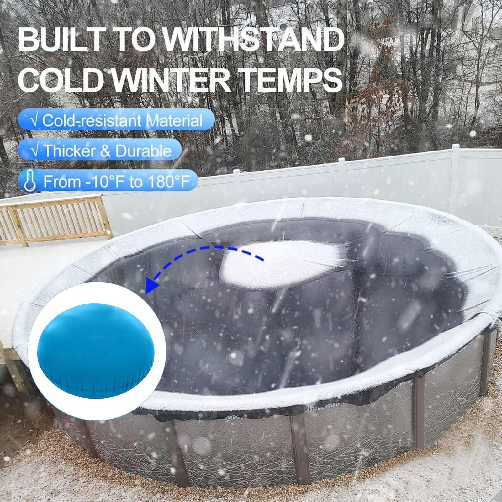 Cuscino per Piscina, Cuscini per Piscina Gonfiabili con Corde, Cuscino per Piscina Galleggiante 4x4 Ft Cuscino per Piscina Galleggiante, Cuscino per Aria Invernale in PVC Cuscino per Piscina Equaliz