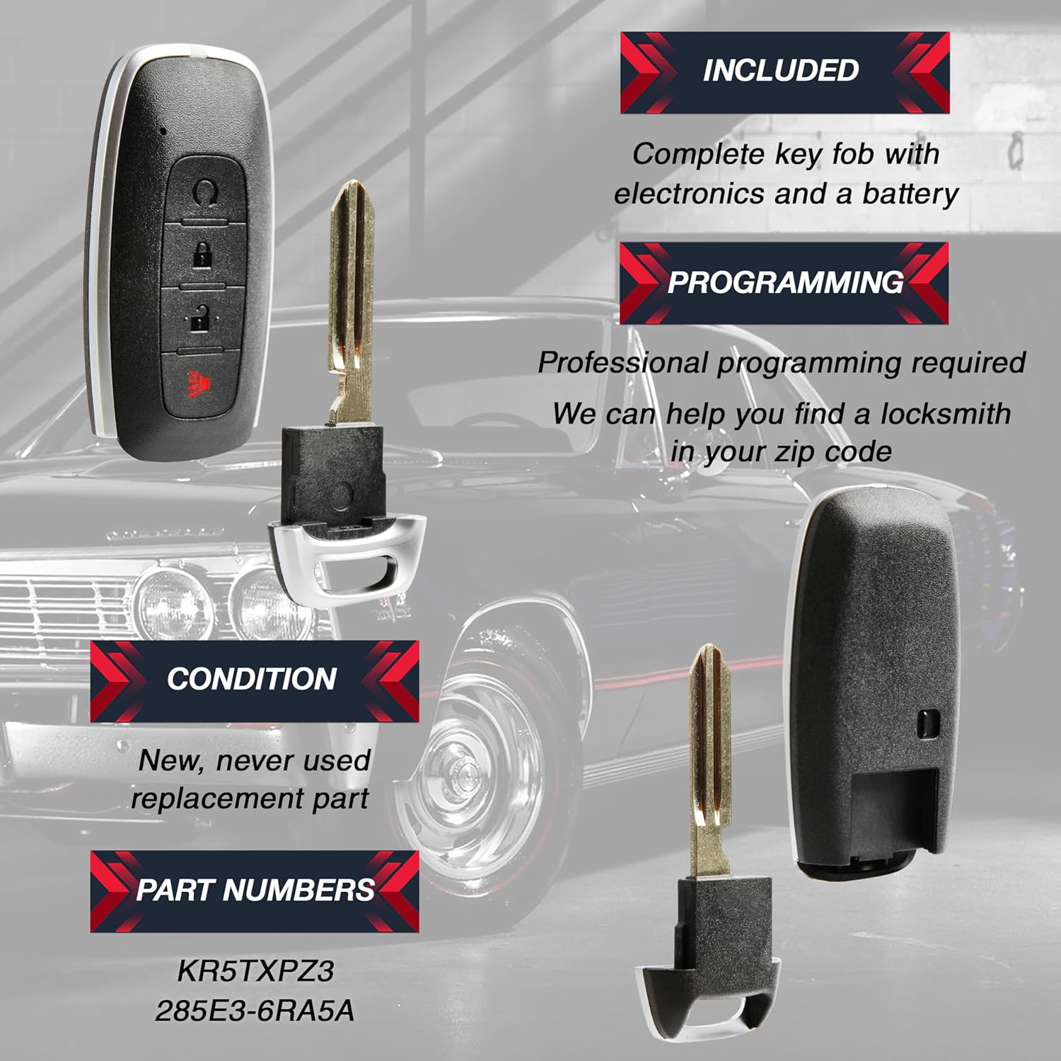 2X USARemote Keyless Entry Remote Start Key Fob 4-Button Replacement for 2022 2023 2024 Nissan Pathfinder Rogue Kicks (KR5TXPZ3, 285E3-6RA5A)