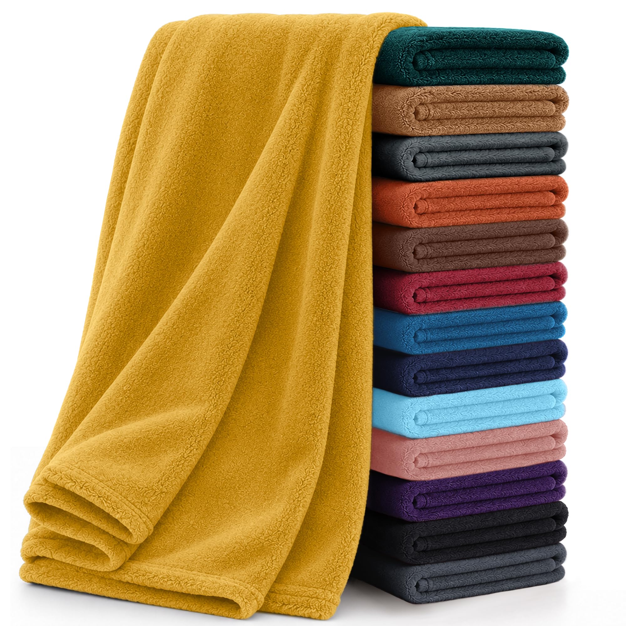 BedLooms Bed Throw Fleece Blanket Yellow Double Fluffy Blankets and Throws