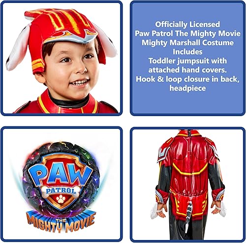 Miniatura 2 de Rubie's Disfraz infantil de Paw Patrol 2 The Mighty Movie Mighty Marshall, disfraz y tocado, como se muestra, pequeño