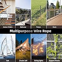 Vista 6 de ATLOS Black Stainless Steel Cable with Cutter, 300FT 1/8" T316 Wire Rope, 1850 lb Breaking Strength, 7x7 Strands Aircraft Cable for Clothes Line