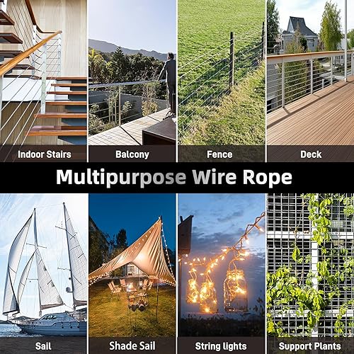 Miniatura 6 de ATOLS Cable de acero inoxidable T316 de 18 pulgadas con cortador, cable de alambre de 500 pies para kit de barandilla de cable de cubierta,