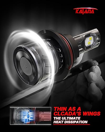 Miniatura 5 de KATANA Bombilla 9007, bombilla HB5 400% 16000LM 70W 6500K blanco Plug and Play Mini tamaño bombilla antiniebla de 2