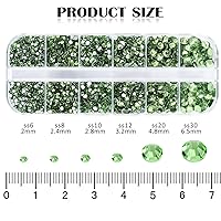 Vista 2 de 3820Pcs Light Green Flatback Rhinestones for Bedazzling, 2-6.5mm Small Rhinestones Diamonds Kit, Flat Back Crystals Gems for Nail Art and Crafts