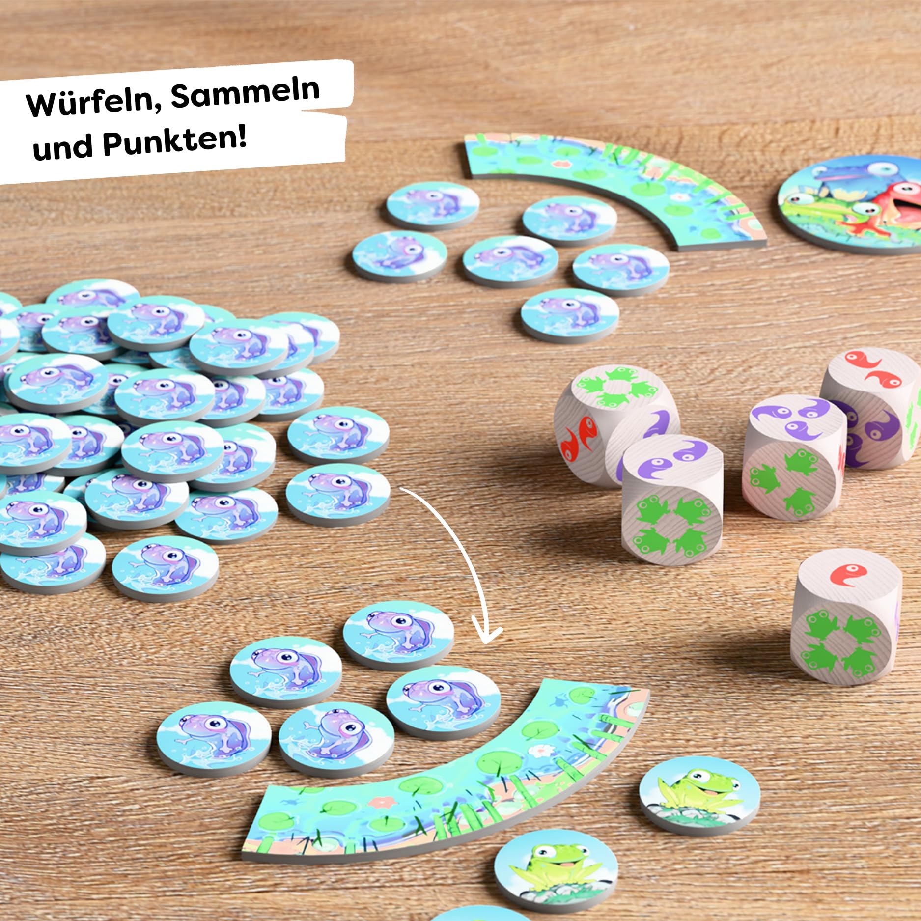 HABA Froggos 2012811001 - Gioco di dadi a partire dai 6 anni con treni sfacciati, per tutta la famiglia, gioco da viaggio compatto e gioco da viaggio