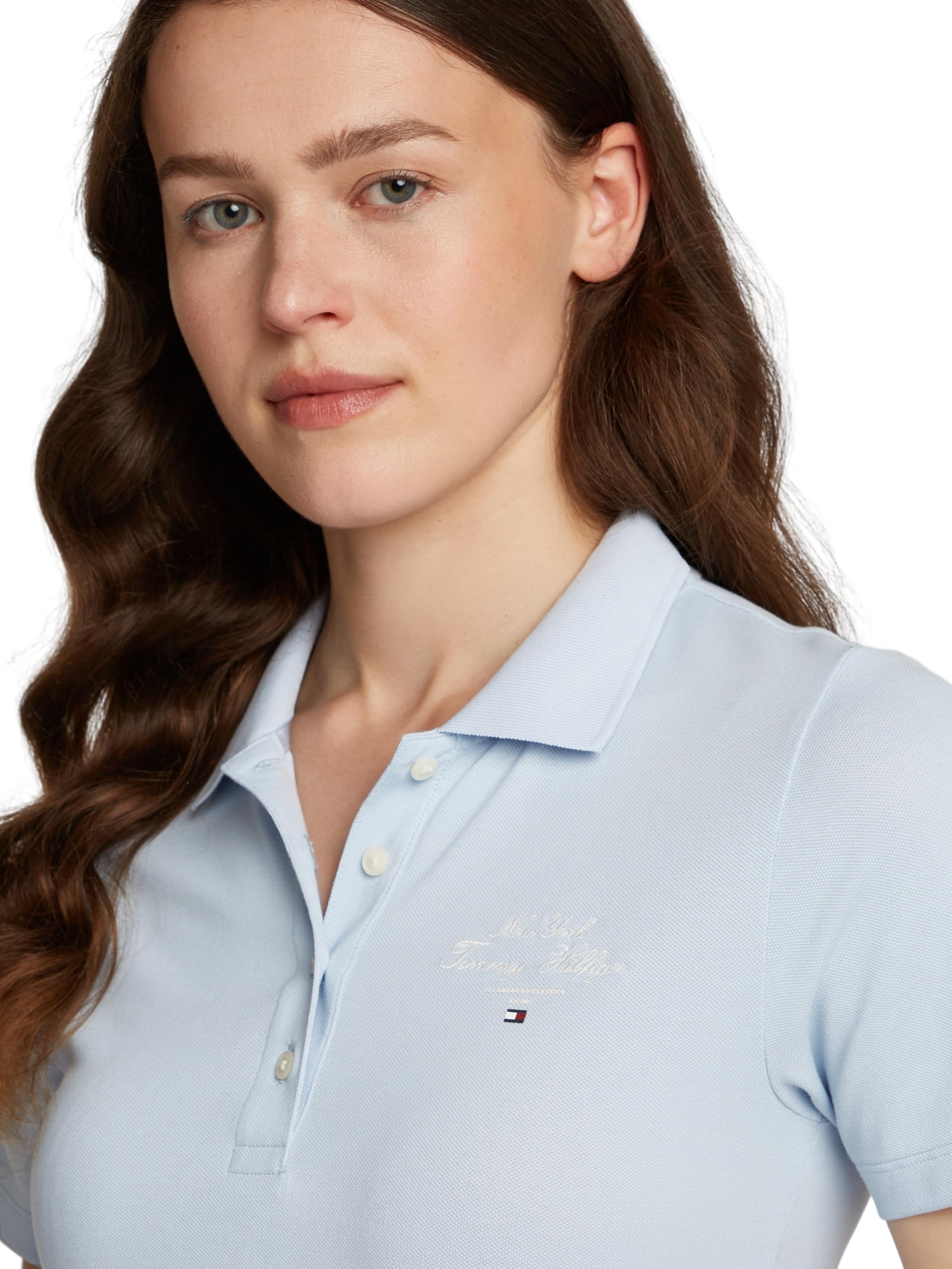 Tommy Hilfiger Donna Maglietta Polo Maniche Corte Script Graphic Slim Fit