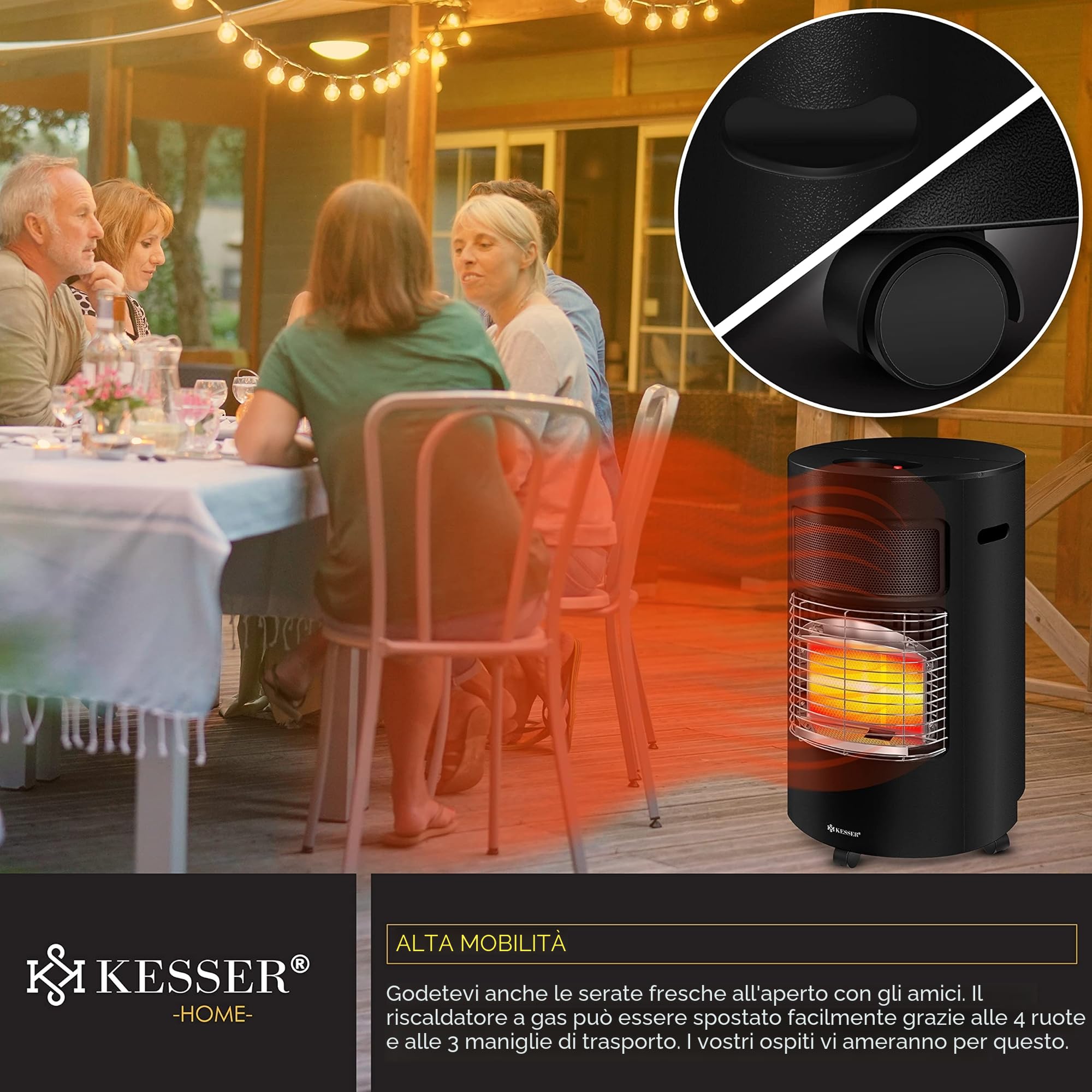 KESSER® Riscaldatore a gas 4200 Watt stufa a infrarossi in ceramica per bombole butano propano