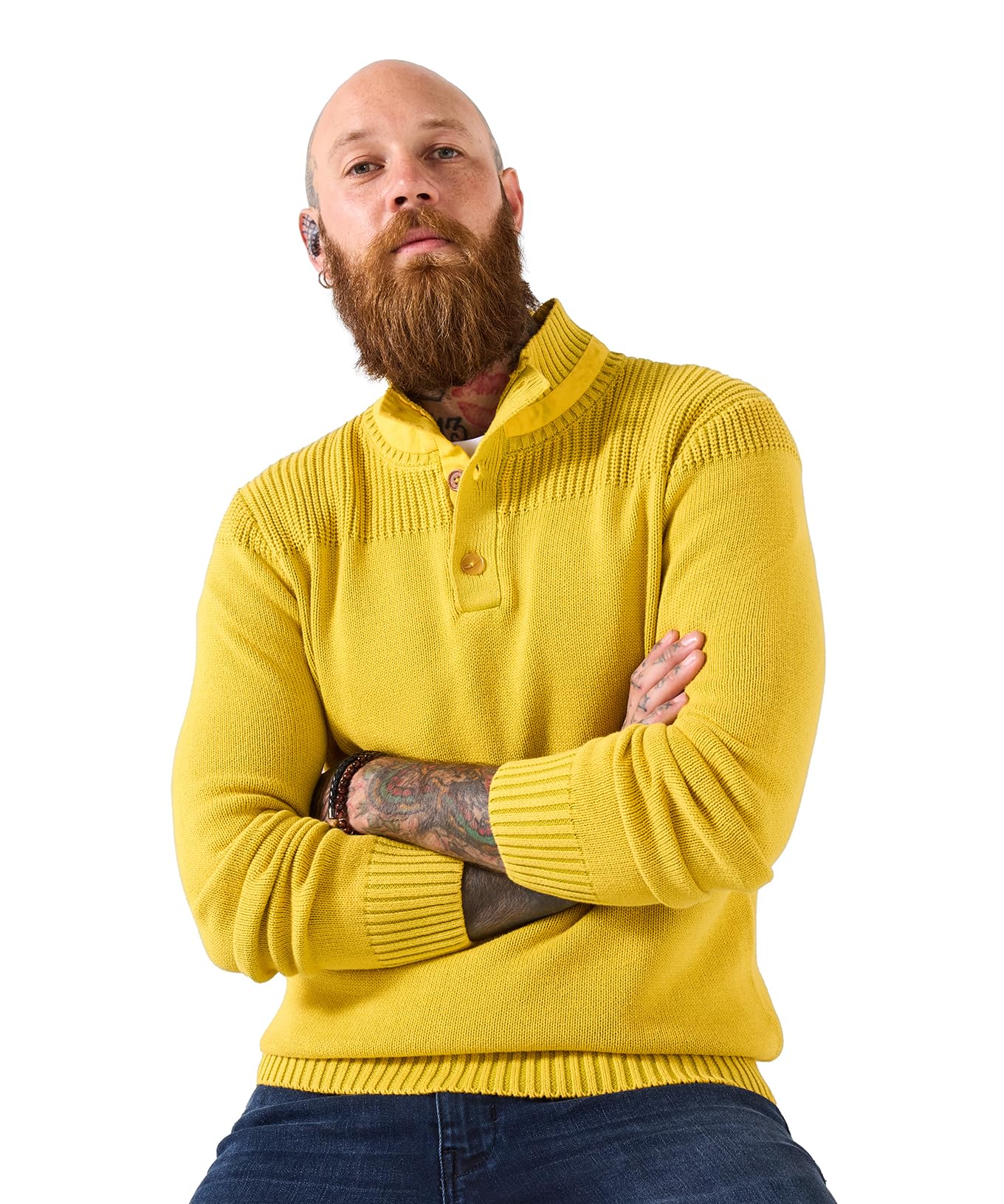 Men's Washed To Perfection Funnel - Size XXL - Yellow - by Joe Browns