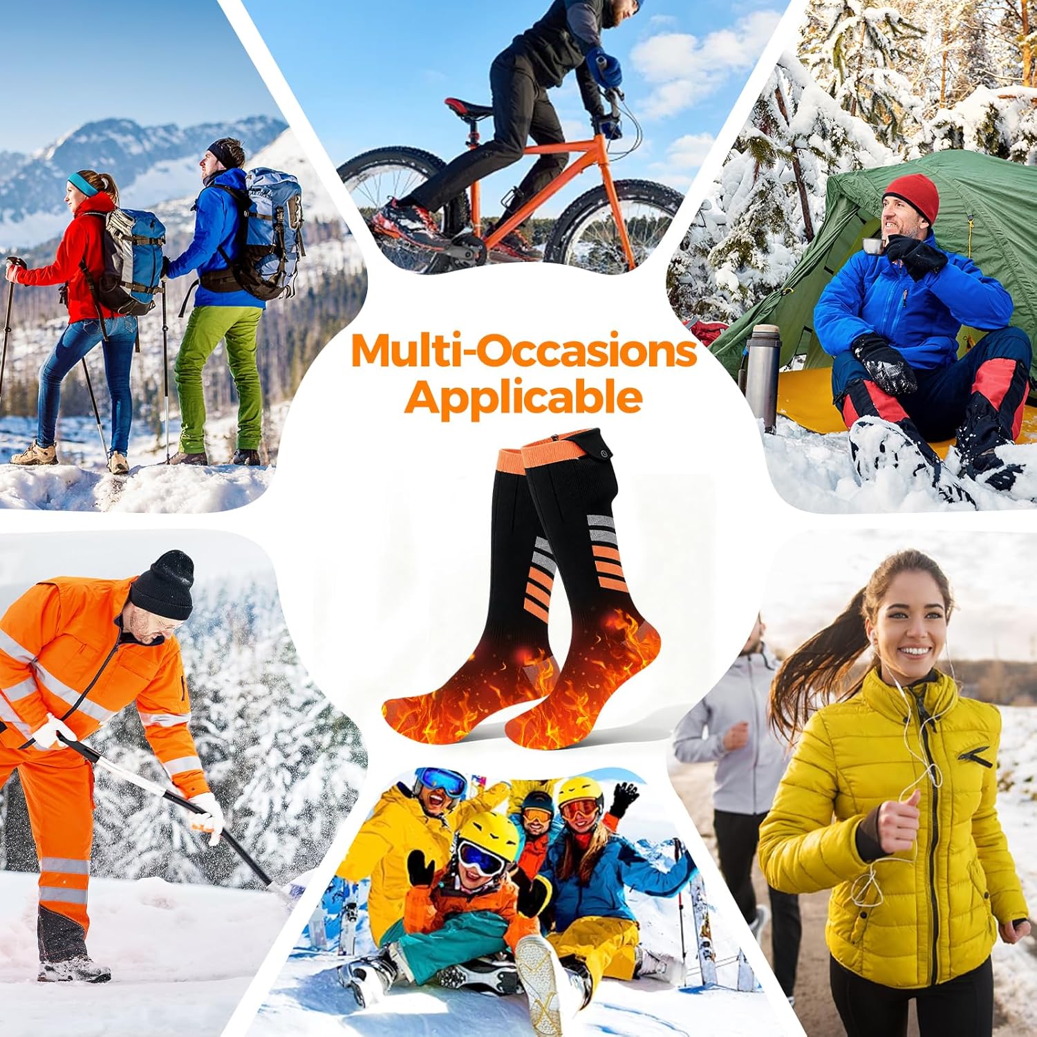 Heated Socks for Men Women, 5000mAh Rechargeable Heated Socks with 3 Heating Levels, Washable Electric Heating Socks for Hunting, Camping, Hiking, Walking, Fishing, Cycling, Outdoor Work - Image 7