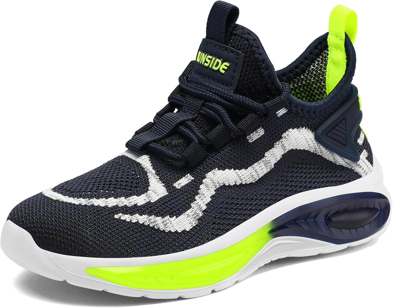 RUNSIDE Boys Girls Sneakers, Lace up Kids Tennis Shoes for Walking/Running Lightweight Breathable Gym Shoes Outdoor, Little Kid/Big Kid 1 Big Kid Navy