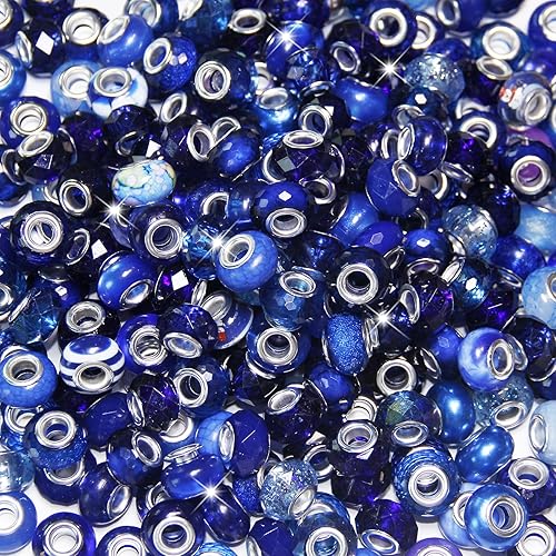 Miniatura 8 de 210 cuentas europeas de agujeros grandes, cuentas de manualidades europeas surtidas, cuentas de diamantes de imitación de colores mixtos, cuentas