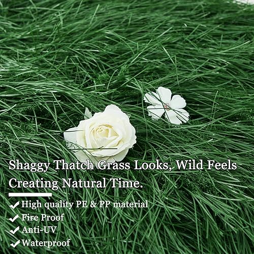 Miniatura 7 de XLX TURF Camino de mesa de césped falso para decoración de fiesta de Navidad, 13 x 36 pulgadas, centro de mesa de paja verde, manualidades para