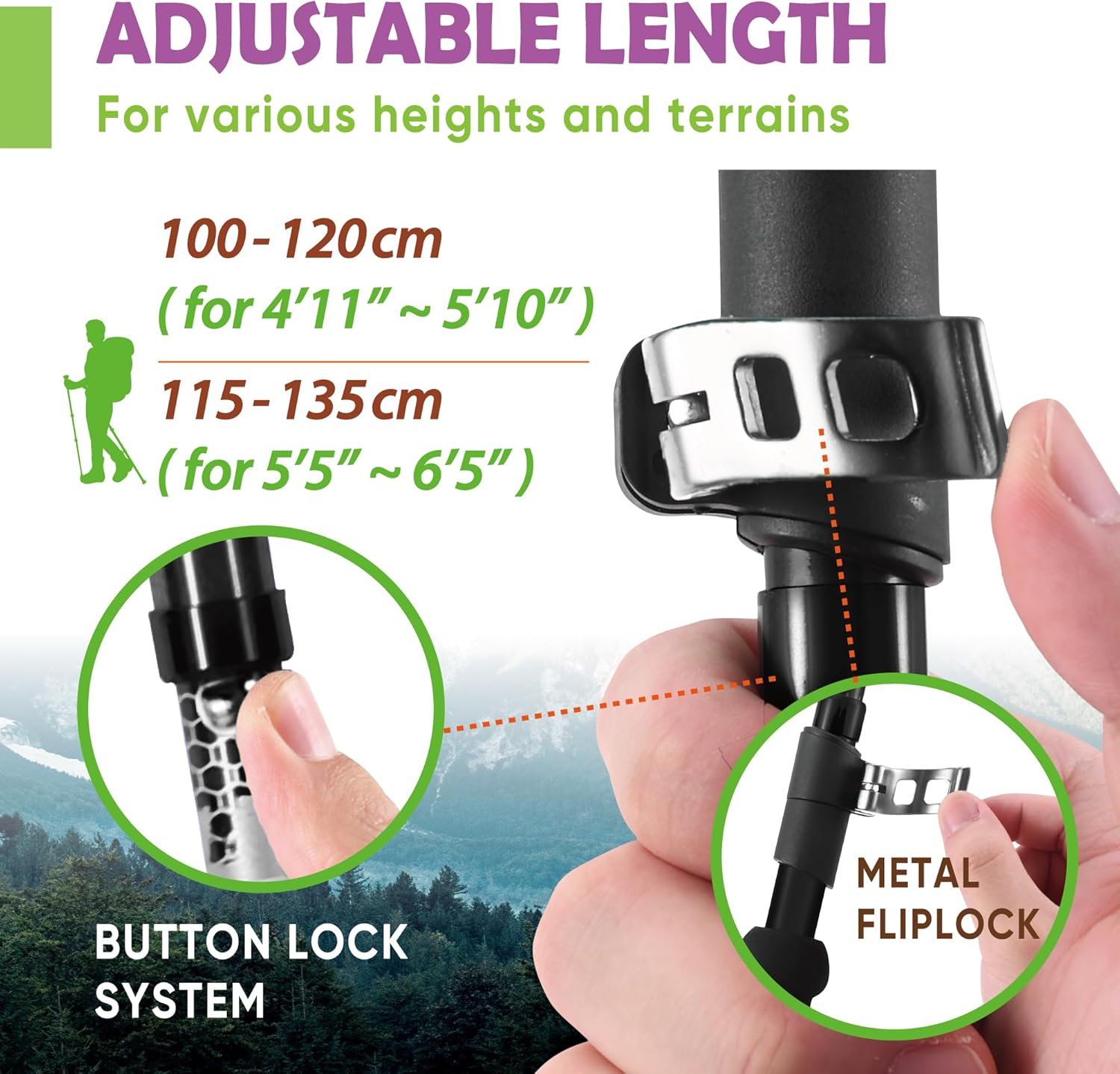 trekology trek-z collapsible hiking poles packed with backpack