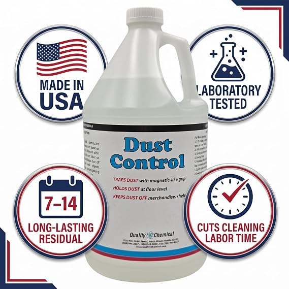 Quality Chemical Dust Control Spray Professional Floor Dust Suppressant for Concrete & Wood Floors Traps Dust with Magnetic-Like Grip, Warehouses, Body Shops, Manufacturing 128 oz (Pack of 1)