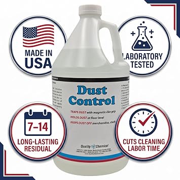 Quality Chemical Dust Control Spray Professional Floor Dust Suppressant for Concrete & Wood Floors Traps Dust with Magnetic-Like Grip, Warehouses, Body Shops, Manufacturing 128 oz (Pack of 1)