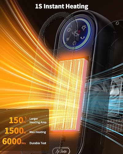 Miniatura 2 de Calentadores de espacio para uso en interiores, calentador eléctrico portátil de 16 pulgadas para oficina, calentador de espacio de calentamiento