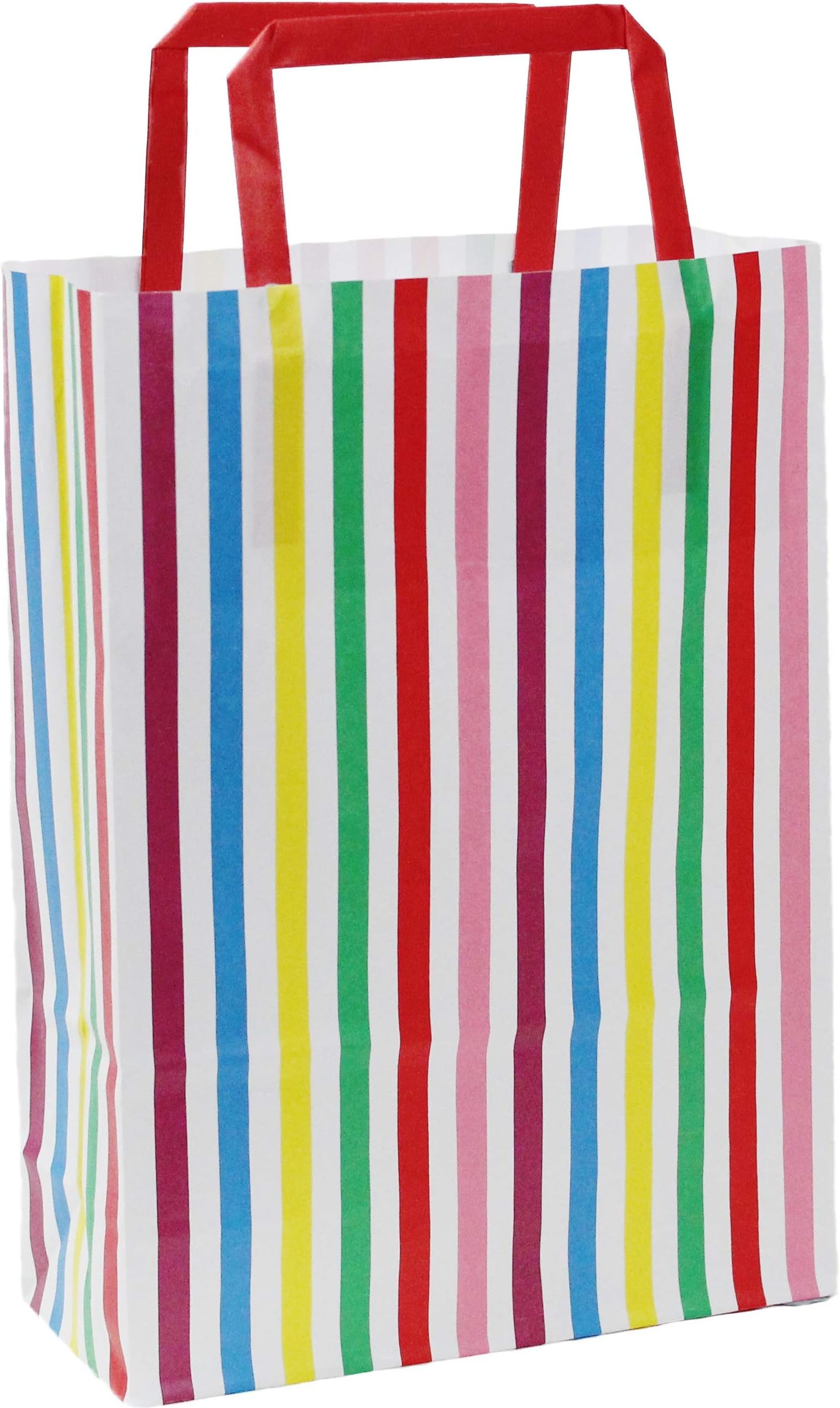 MAINETTI Pack of 10 Candy Stripe Gift / Kids Party bags (Flat Handle) - 18x8x25cm