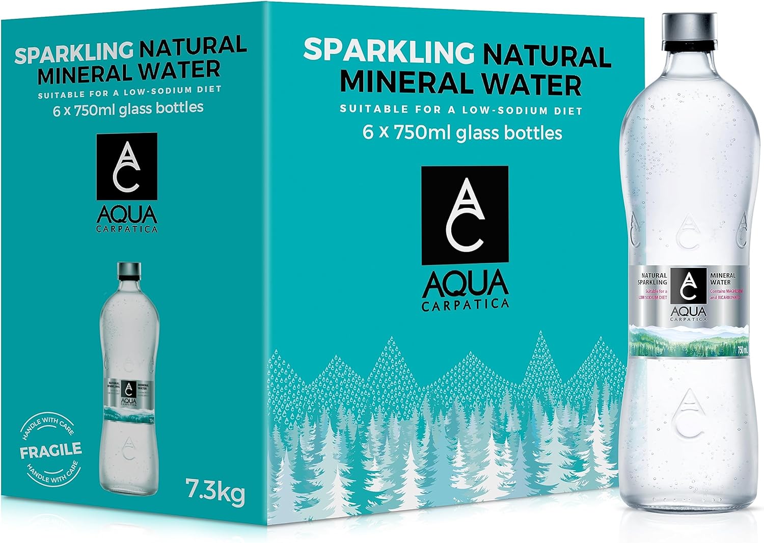 AQUA Carpatica Carbonated Natural Sparkling Mineral Water Low Sodium 6