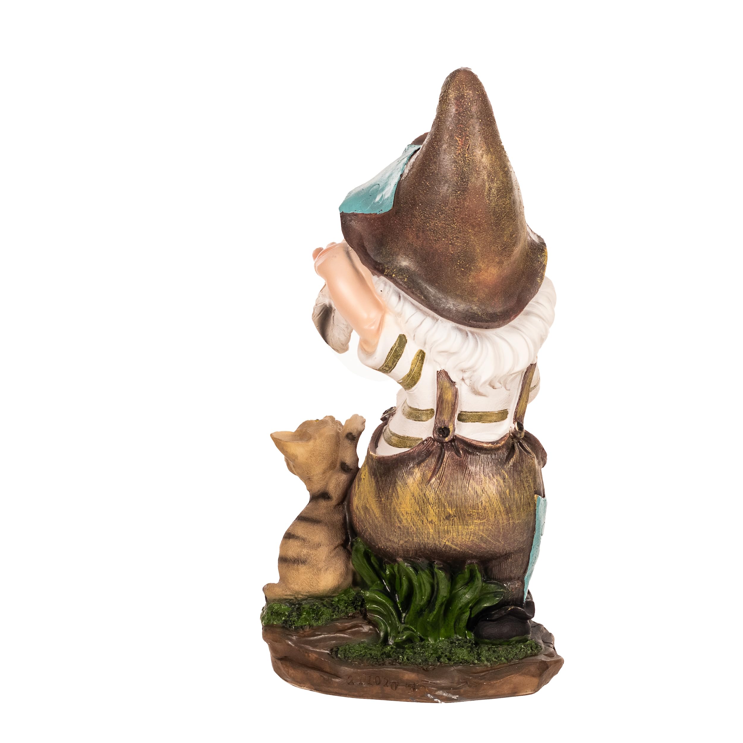 Relaxdays Gnomo Da Giardino Con Abbeveratoio A Foglia – Statua In Poliresina 36x22x22 Cm, Antigelo