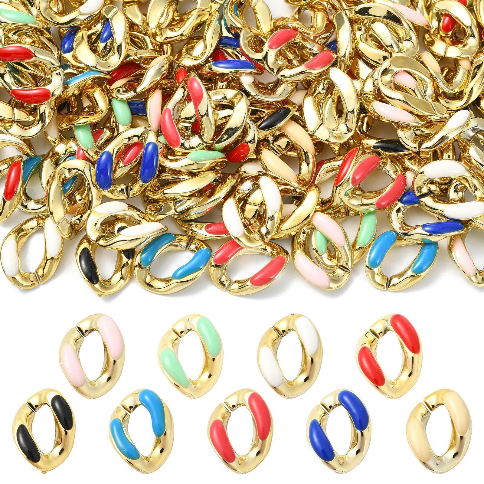 Anneaux de jonction torsadés ovales en plastique ABS Airssory pour bijoux arc-en-ciel