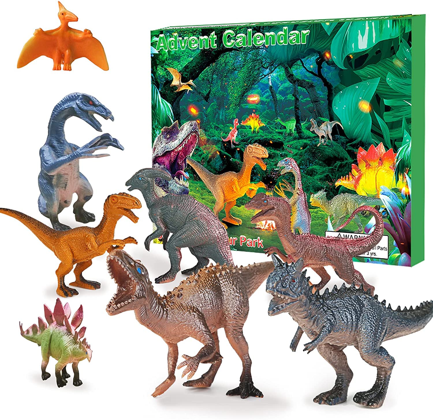 Calendrier De L'Avent Dinosaures Lumineux 2025 - 24 Figurines Brillantes Pour Enfants | Cadeau De Noël Fille Garçon