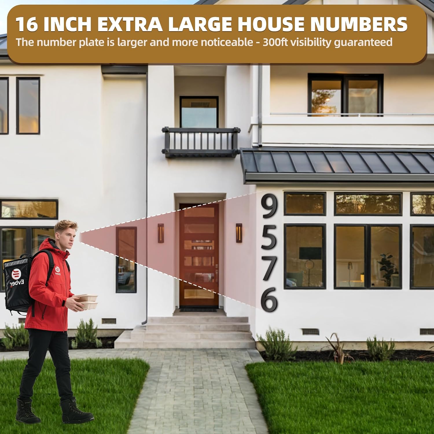 16 Inch House Numbers For Outside, Large Floating House Numbers For Outside, Big Address Numbers For House, Extra Large Black Metal 16 Inch House Address Numbers (9)