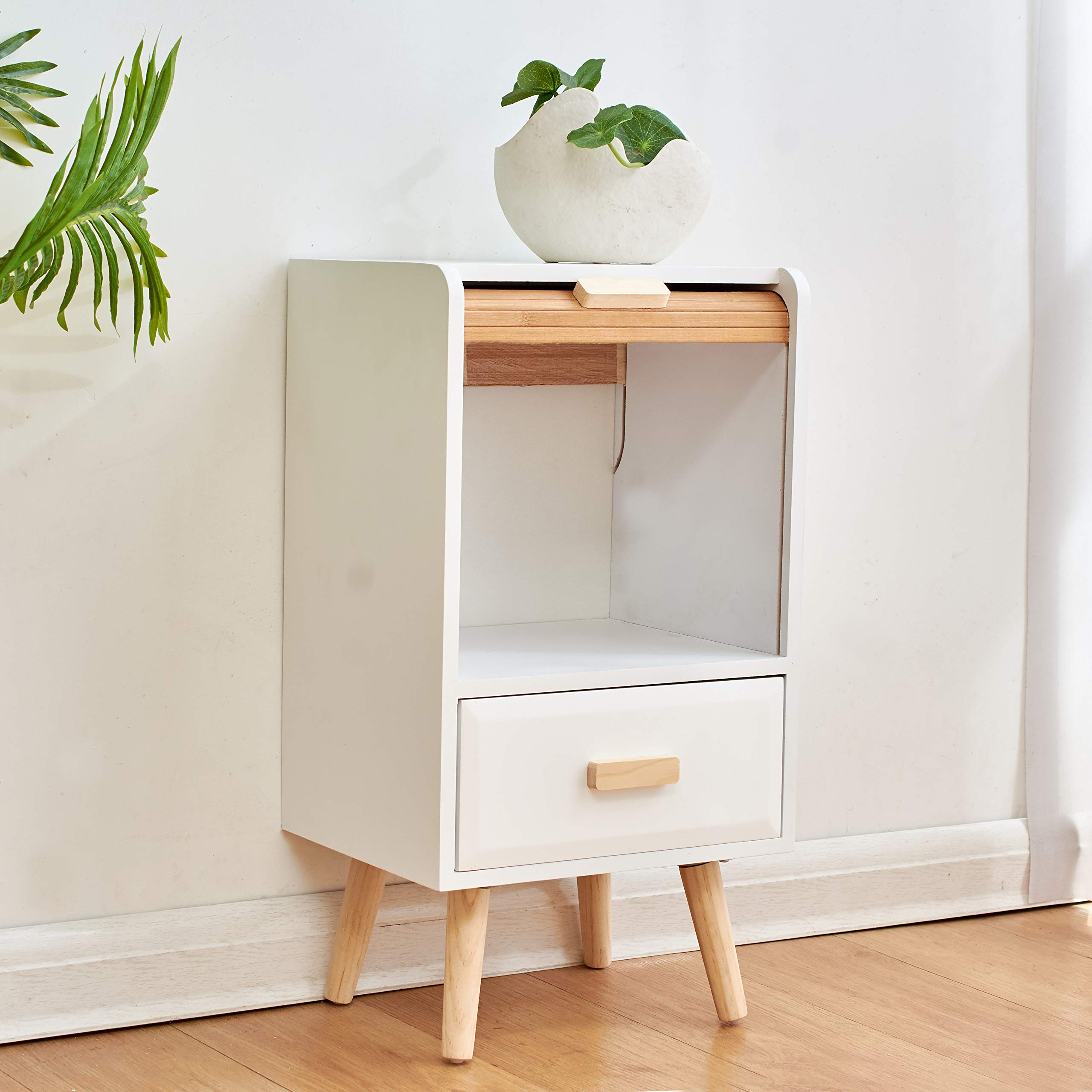 Cherry Tree Furniture TAKE Bedside Table with Slatted Bamboo Sliding