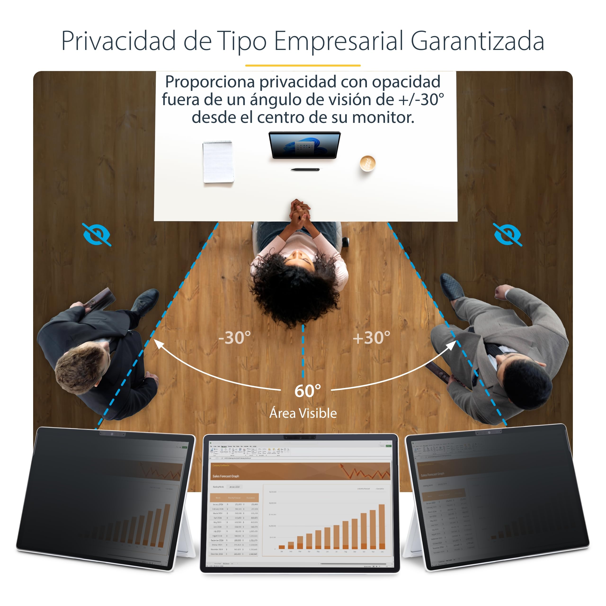 StarTech Filtro de Privacidad Táctil 4 Vías Horizontal/Vertical +/-30° Anti Luz Azul Mate para Surface Pro 8/9/X/11 de 13"