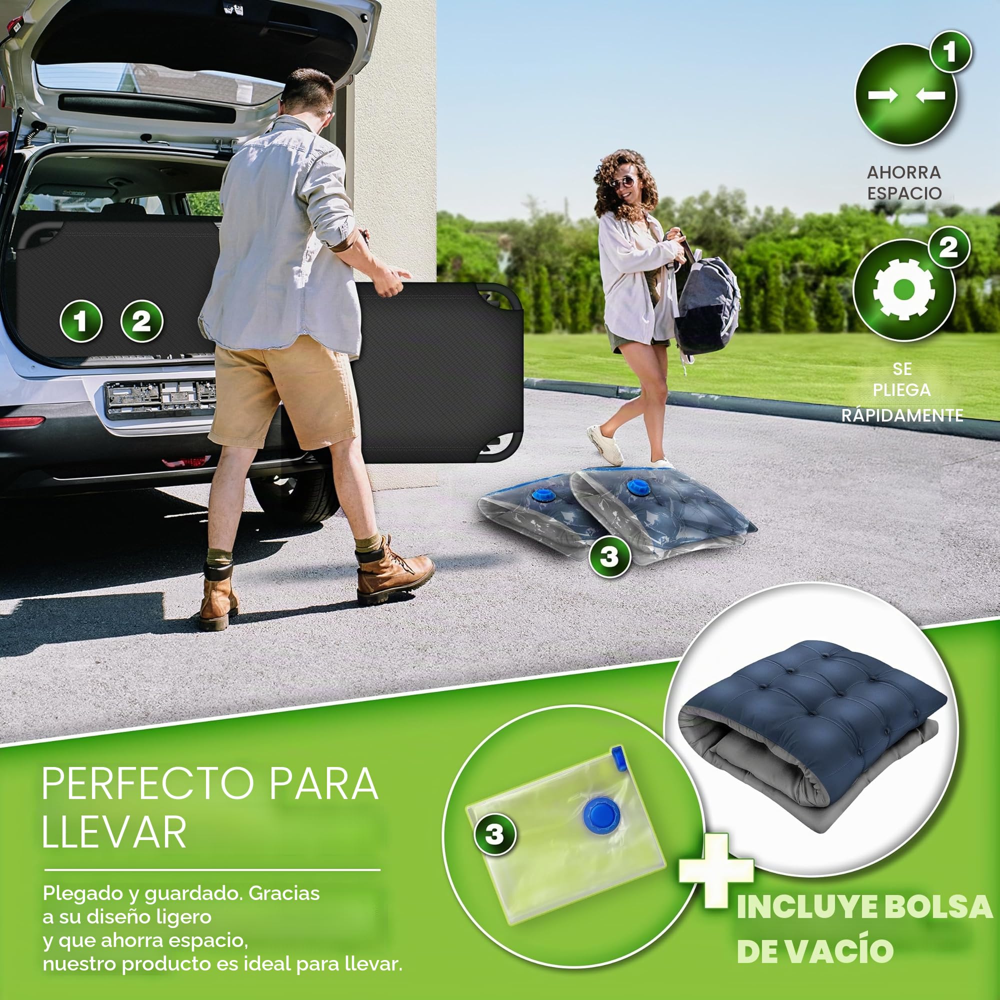 tillvex® Cama de camping plegable con bolsa de transporte y cojín cervical de hasta 280 kg, tumbona de camping con acolchado, cama plegable para exteriores e interiores, cama plegable para invitados,