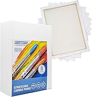 Vista 5 de FIXSMITH Lienzo blanco estirado de 12 x 16 pulgadas, paquete a granel de 8, imprimado, 100 % algodón, perfil de 5/8 pulgadas, paquete de gran valor