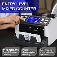 Vista 6 de CARNATION Money Counter Machine – Cash Counting & Mixed Denomination Bill Counter, Portable Currency Detector, Counterfeit Bank Scanner, Dollar