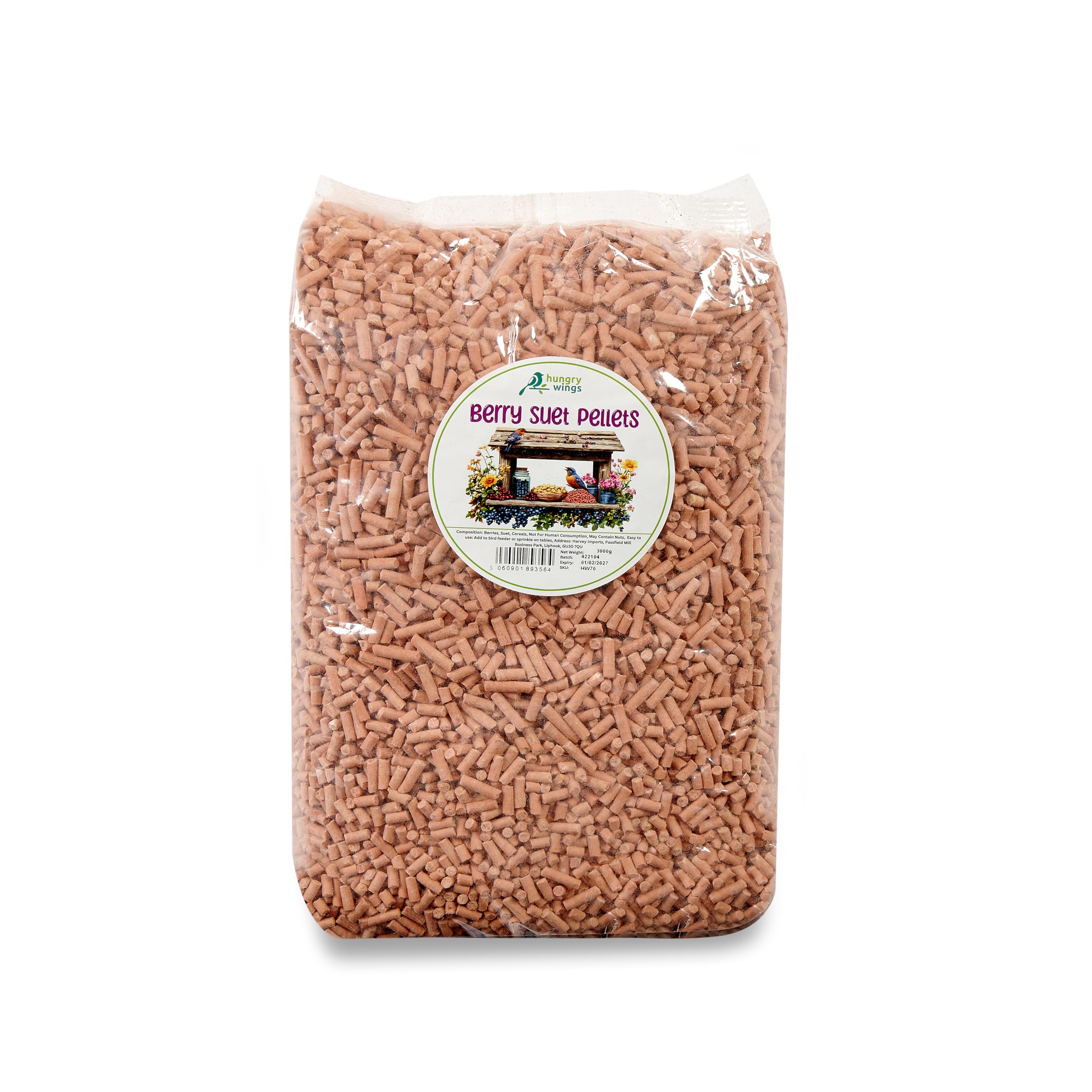 Wild Bird Food 3kg Berry Suet Pellets – High Energy Protein Feed for Garden Bird