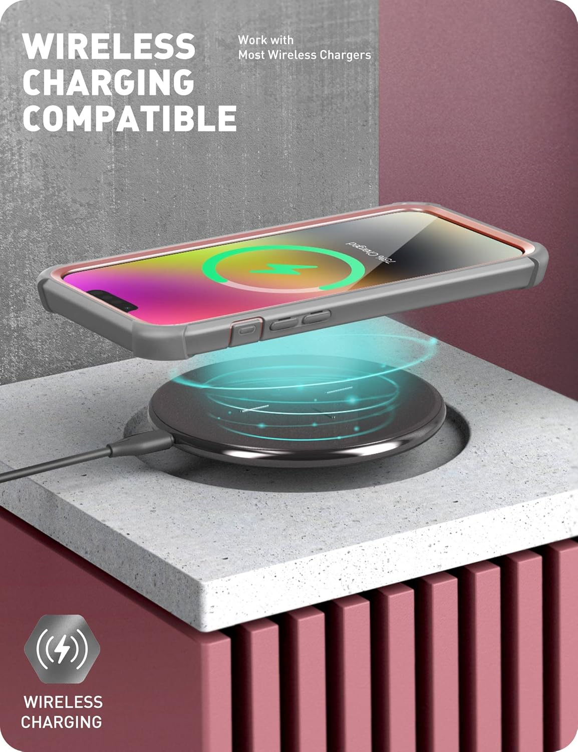 i-Blason Ares Series iPhone 14/13 (6.1") Case - Peach, Dual Layer Rugged Clear Bumper, Built-in Screen Protector