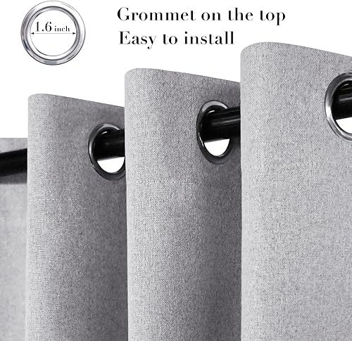 Miniatura 4 de Cortinas opacas para dormitorio, cortinas con aislamiento térmico con ojales para sala de estar de 63 pulgadas de largo, juego de 2 paneles de