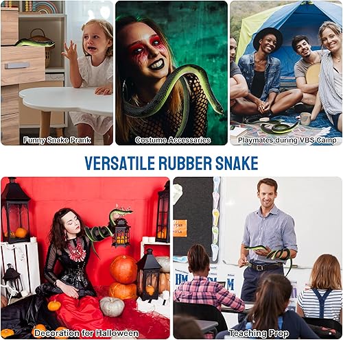 Miniatura 8 de Wirrabilla - Serpiente falsa realista mejorada, gruesa de 1 pulgada, bastante real, protección de jardín, broma, Halloween, cosplay de Medusa,