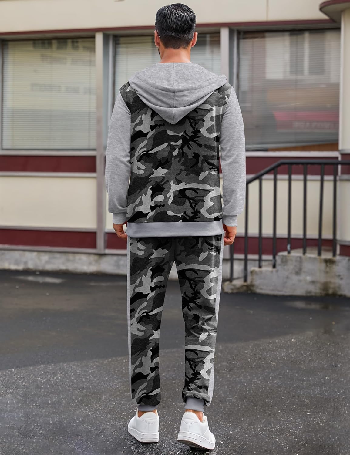 Babioboa Men's Tracksuit 2 Piece Full Zip Set Fleece Sweatsuit Color Block Hooded Jacket and Sweatpant Set Jogging Suit - Image 7