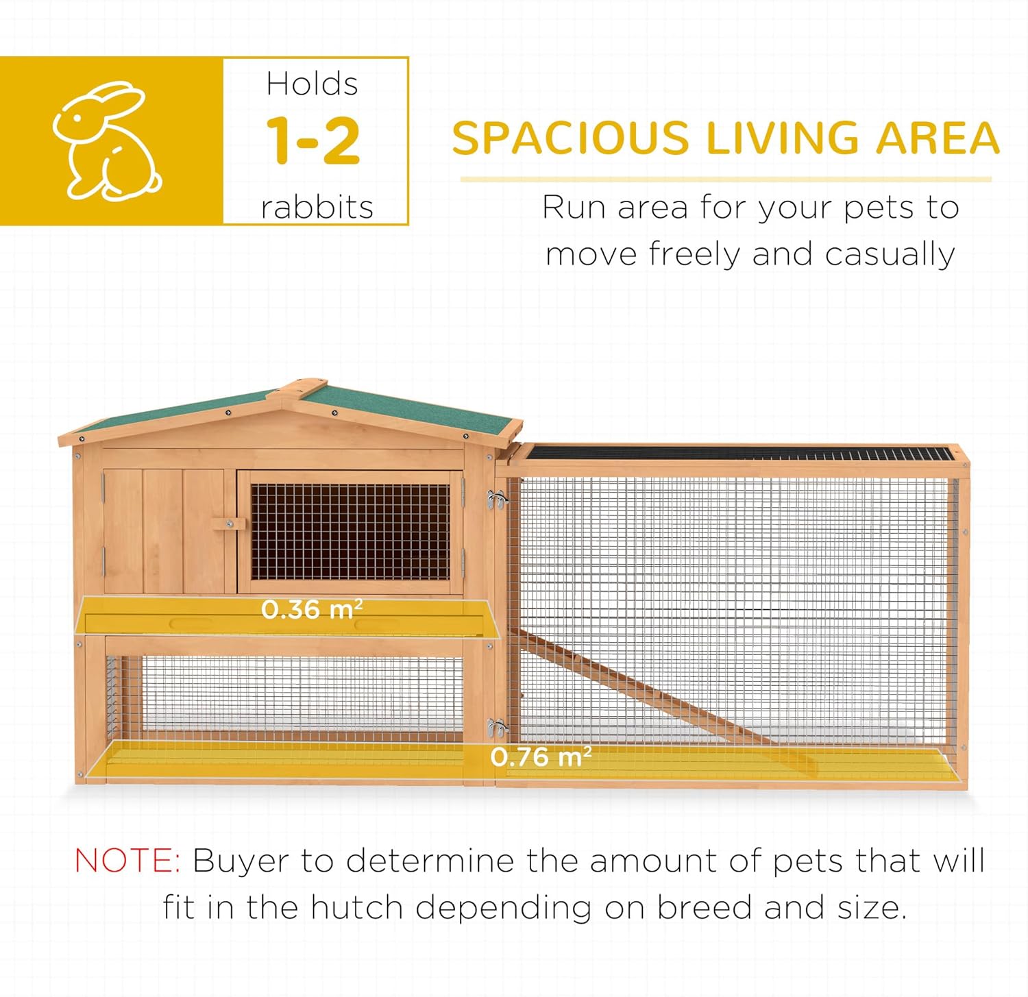 Natural Wood and Wire Outdoor Rabbit Hutch with Run