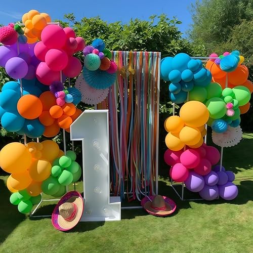 Miniatura 6 de Kit de Arco de Globos de Fiesta Mexicana, 133 piezas Globos Rosa Rubor Azul Turquesa Verde Pastel Naranja Claro Amarillo Coloridos Guirnalda de