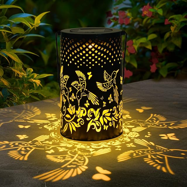 Ninonly Hummingbird Solar Lanternes Outdoor Waterproof, Cadeaux colibris pour femmes Solar suspension lumière, LED Décoration de jardin lumière pour Patio Yard Pathway Paysage Table Porch