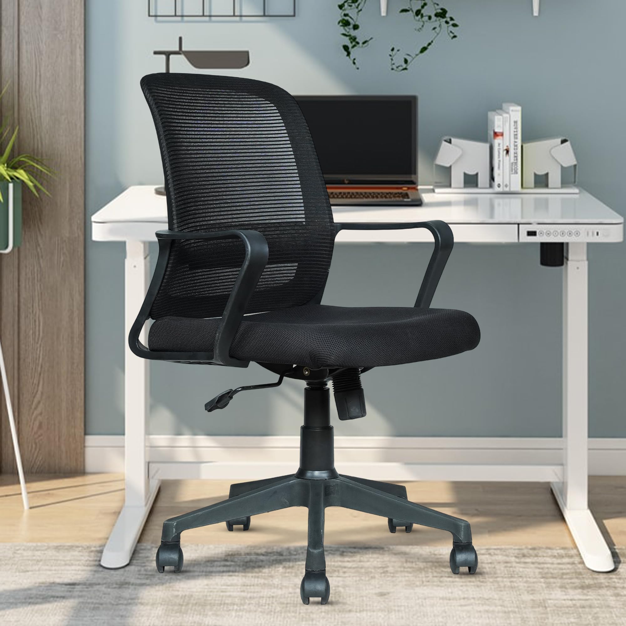 MRC Executive ROBO Mesh Mid-Back Ergonomic Office Chair| Visitor Chair| Study Chair |Computer Chair | Work from Home (Black)
