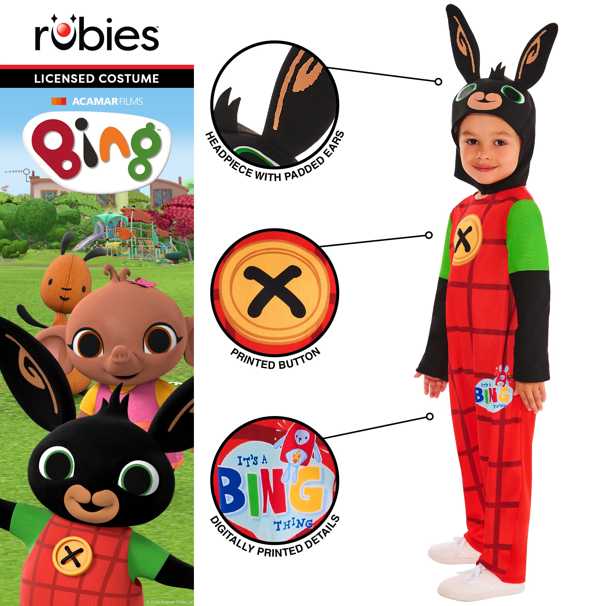 Rubies Official Bing Classic Child Costume, Kids Fancy Dress, Size Ages 12-24 months Halloween, Mulicolour - Image 3