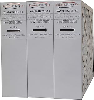 Lennox x6670 HCF 16-11 MERV 11 16x25x5 Aftermarket/Generic. Actual Size 15 3/4" x 24 3/4" x 4 3/8". Case of 3 Made in Canada by Furnace Filters.Ca