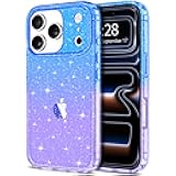 Hython for iPhone 17 Pro Case Glitter, Clear Glitter Sparkly Shiny Bling Sparkle Cute Cover, Anti-Scratch Soft TPU Slim Fit Shockproof Protective Phone Cases for Women Girls, Gradient Blue/Purple