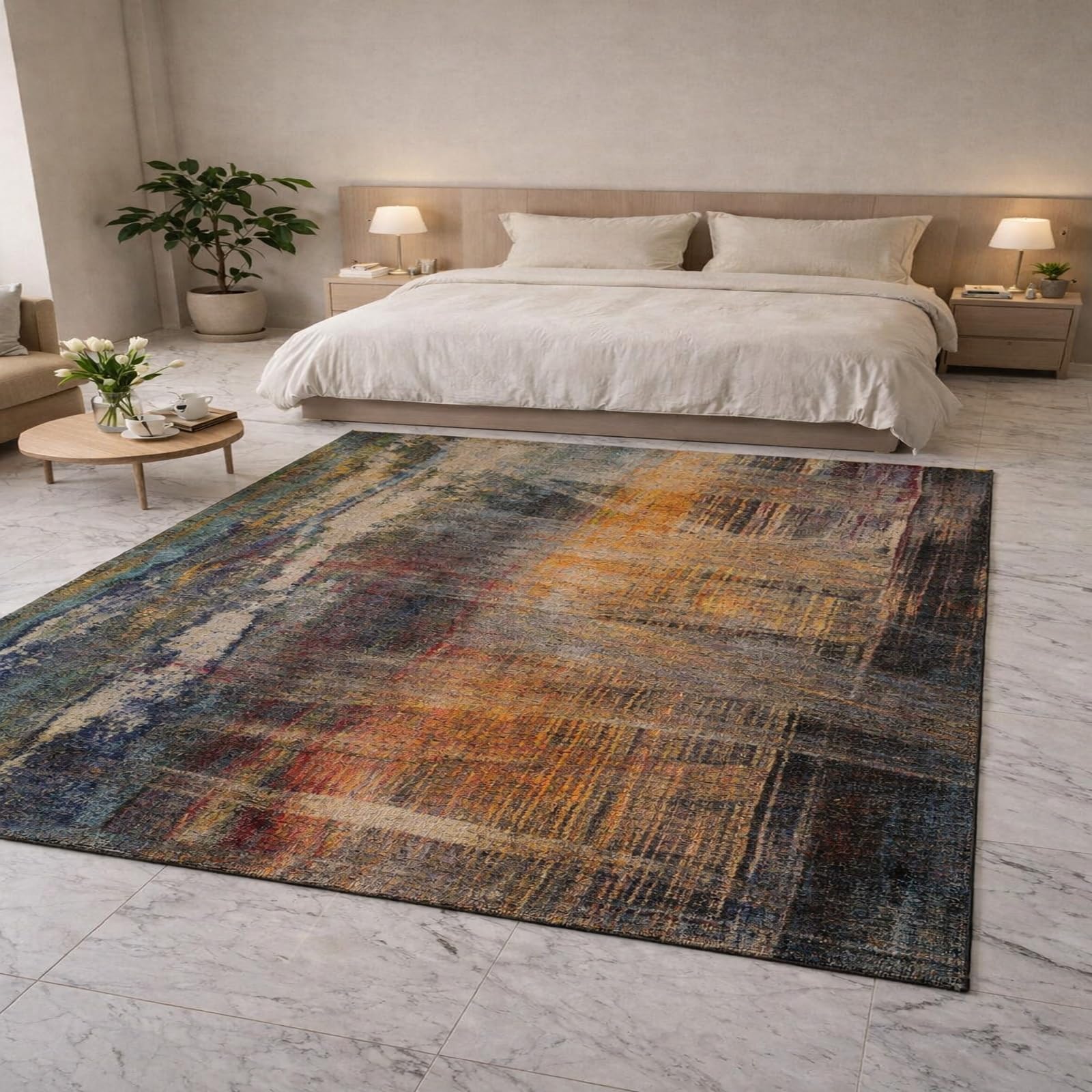 Tapis antidérapant et grand tapis lavable moderne pour salle à manger