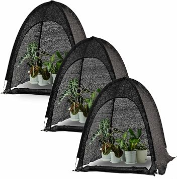 Porayhut Pop up Sunshade Cloth Pack of 2,Easy Open Crop Shade Net 36*36*39UV Resisitant Plant 80% Sunblock Net for Mini Flower Pot with Stakes