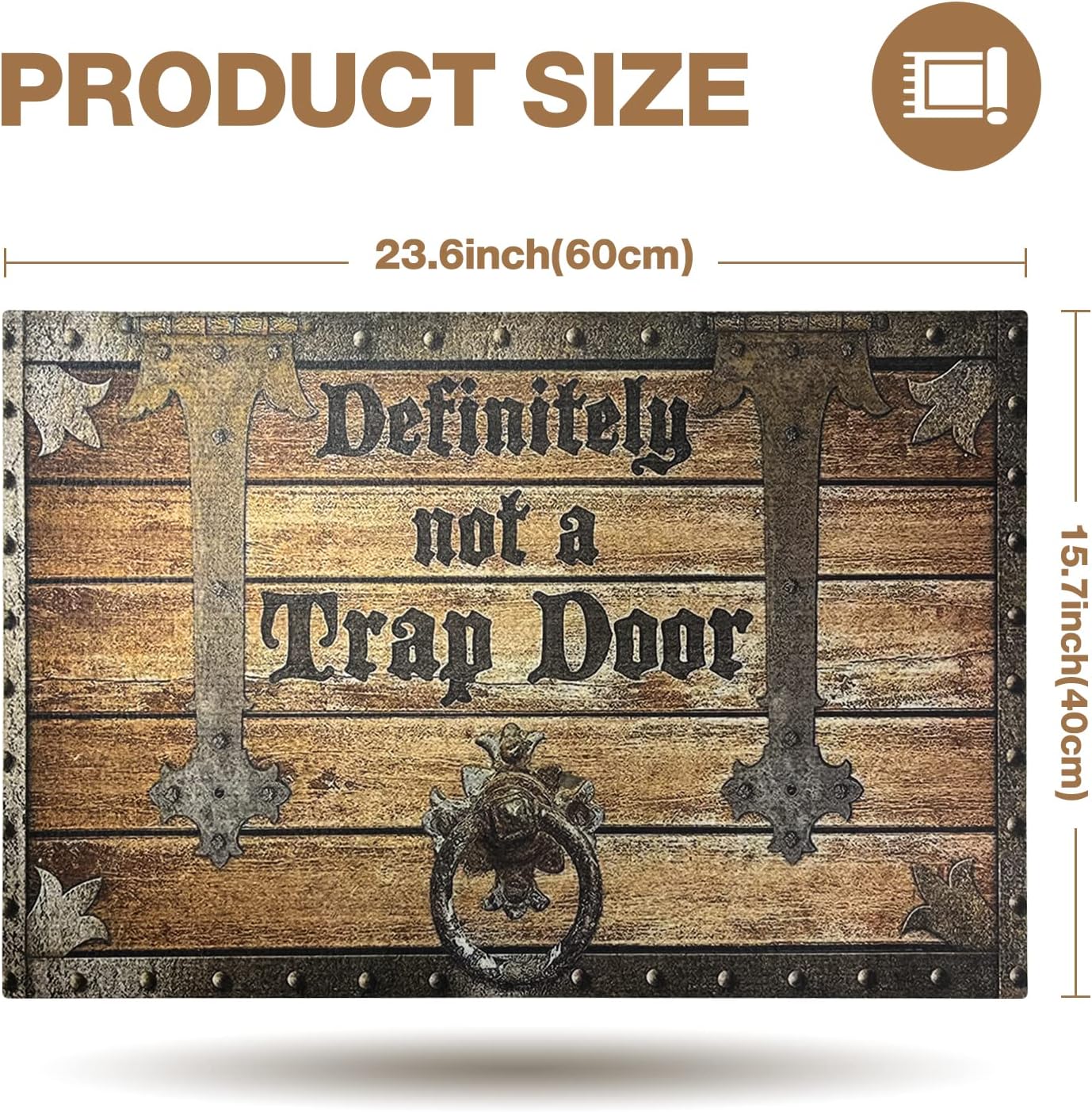 Definitely Not A Trap Door - Vintage Novelty Decorative Door Indoor and Outdoor Doormat Warm House Gift for Welcome Mat Friend Men Women Funny Birthday Gift (24" x16", Brown)… (AA)