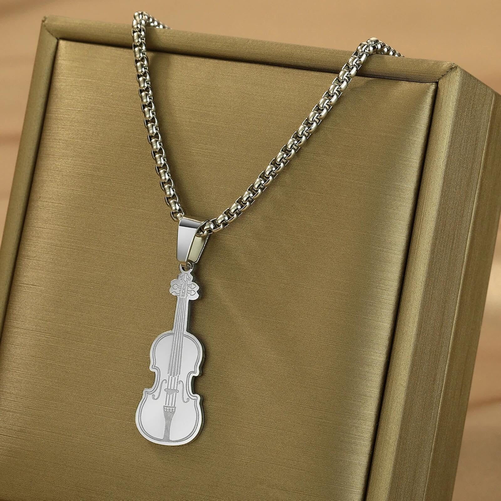 Generico Ornamento per violino Collana Donne Iconici strumenti a corda Musicisti Gioielli in acciaio inox